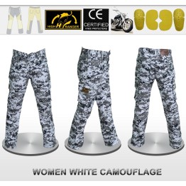 WOMENS RED CAMO CARGO KEVLAR® LINED MOTORCYCLE JEANS REINFORCED  CONSTRUCTION 10